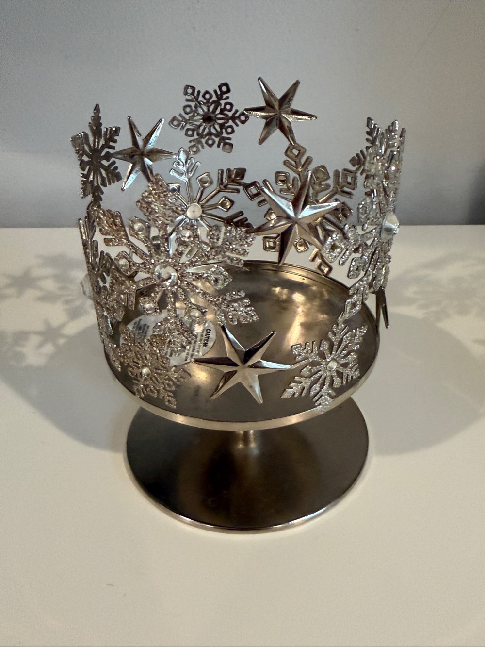Bath & Body Works Silver Snowflake Star Pedestal Bowl